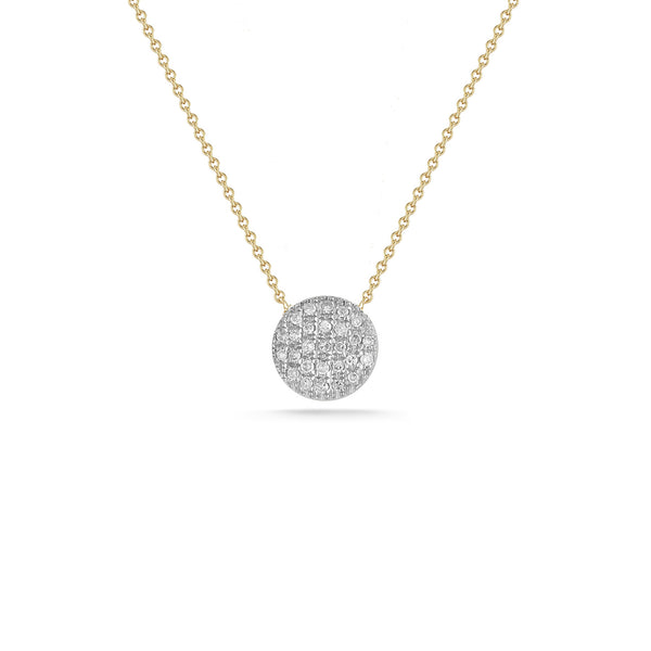 White Gold+Yellow Gold^1 Diamond Pendant Necklaces: Lauren Joy Medium Disc Necklace in White Gold+Yellow Gold 