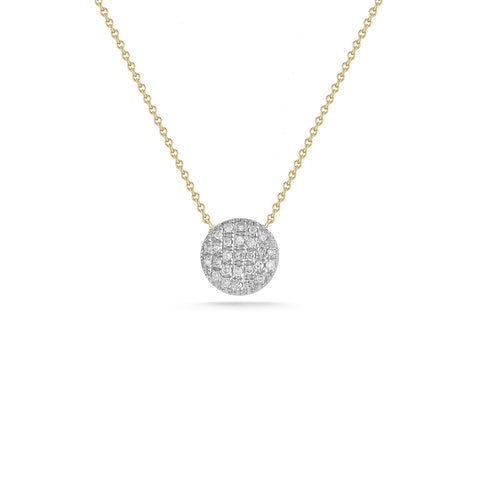 White Gold+Yellow Gold^1 Diamond Pendant Necklaces: Lauren Joy Medium Disc Necklace in White Gold+Yellow Gold 