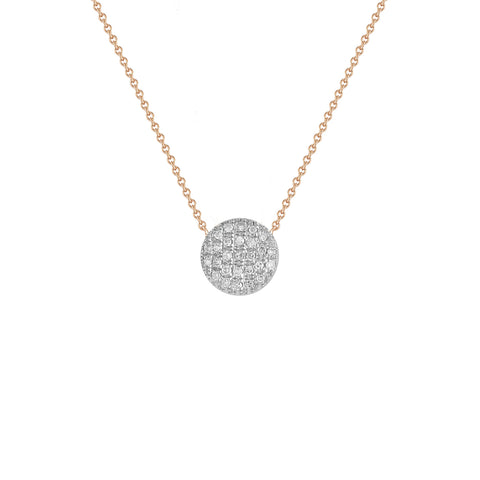 Rose Gold+White Gold^1 Diamond Pendant Necklaces: Lauren Joy Medium Disc Necklace in Rose Gold+White Gold