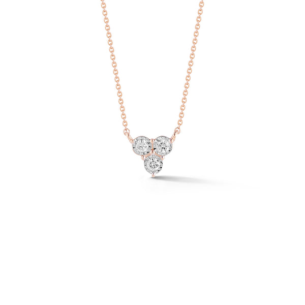 Rose Gold-1^Diamond Pendant Necklaces: Ava Bea Trio Necklace in Rose Gold