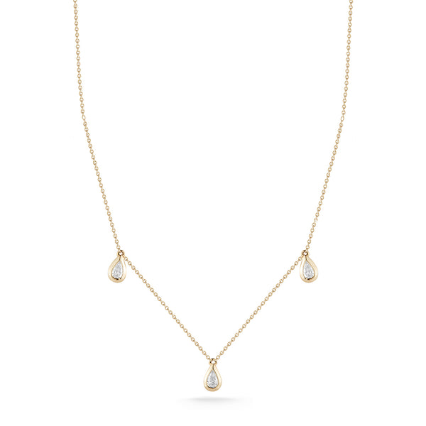 Yellow Gold-1^Diamond Station Necklaces: Diamond Station Necklace in Yellow Gold