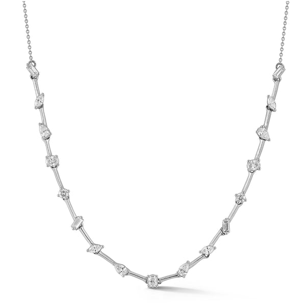 White Gold-1^Diamond Tennis Necklaces: Alexa Jordyn Multi-Shape Diamond Tennis Necklace in White Gold