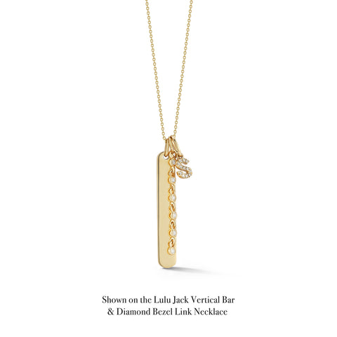 Yellow Gold-6^Designer Diamond Necklaces: DRD Pave Diamond Initial Charm in Yellow Gold