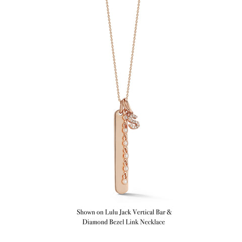 Rose Gold-4^Designer Diamond Necklaces: DRD Pave Diamond Initial Charm in Rose Gold