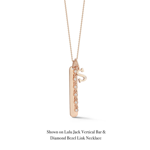 Rose Gold-6^Designer Diamond Necklaces: DRD Gold Initial Charm in Rose Gold