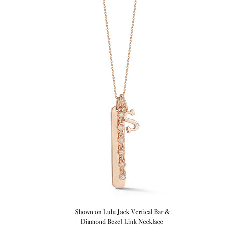 Rose Gold-6^Designer Diamond Necklaces: DRD Gold Initial Charm in Rose Gold