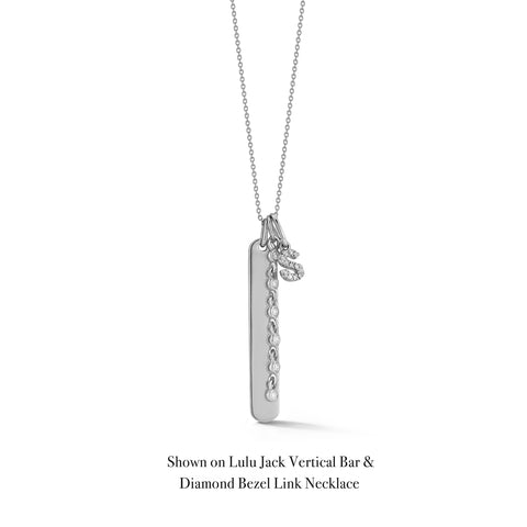 White Gold-3^Designer Diamond Necklaces: DRD Pave Diamond Initial Charm in White Gold