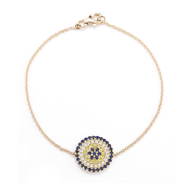 Yellow Gold,Blue Sapphire^1 Evil Eye Bracelets: Carly Michelle Evil Eye Diamond Bracelet