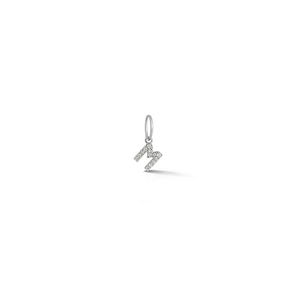 White Gold-1^Designer Diamond Necklaces: DRD Pave Diamond Initial Charm in White Gold Thumbnail-only