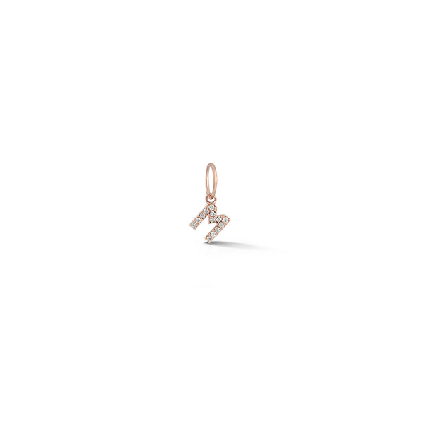 Rose Gold-1^Designer Diamond Necklaces: DRD Pave Diamond Initial Charm in Rose Gold Thumbnail-only