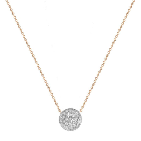 Rose Gold+White Gold-1^Diamond Pendant Necklaces: Lauren Joy Medium Disc Necklace in Rose Gold+White Gold Thumbnail-only