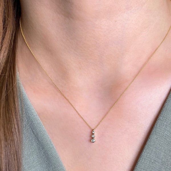 White Gold-2^Diamond Pendant Necklaces: Lulu Jack Graduating Bezel Necklace  in White Gold