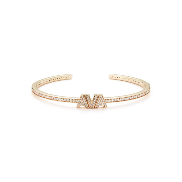 Yellow Gold-5^Diamond Cuff Bracelets: DRD Diamond Name Cuff in Yellow Gold