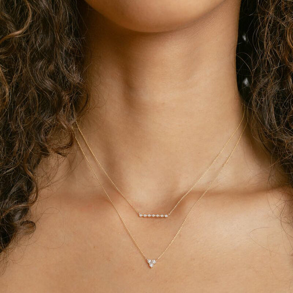 Yellow Gold-2^Diamond Pendant Necklaces: Ava Bea Trio Necklace in Yellow Gold