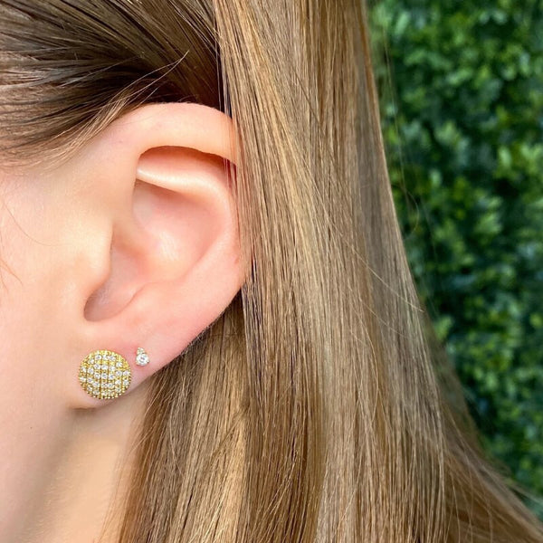 Yellow Gold-3^Designer Stud Earrings: Lauren Joy Medium Disc Studs in Yellow Gold