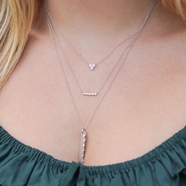 White Gold-3^Diamond Pendant Necklaces: Ava Bea Trio Necklace in White Gold