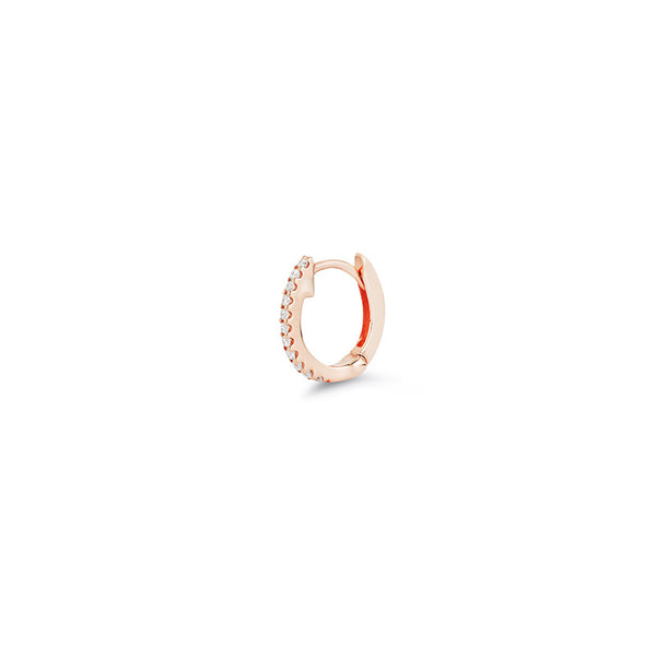 Rose Gold-1^Diamond Huggie Earrings: DRD Medium Single Huggie in Rose Gold