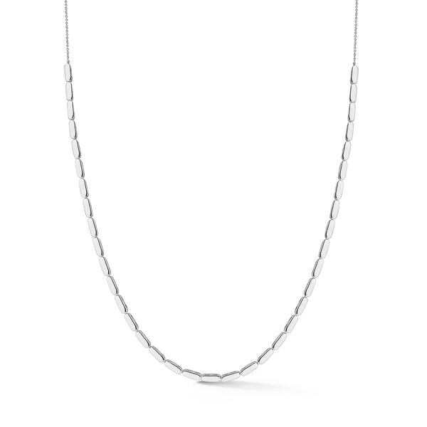 White Gold^1- Gold Station Necklaces: Melody Eden Gold Bar Station Necklace in White Gold