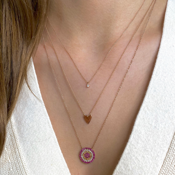 Rose Gold,Dark Pink Sapphire-2^Evil Eye Gold Necklaces: Carly Michelle Evil Eye Diamond and Dark Pink Sapphire Necklace in Rose Gold Thumbnail-only