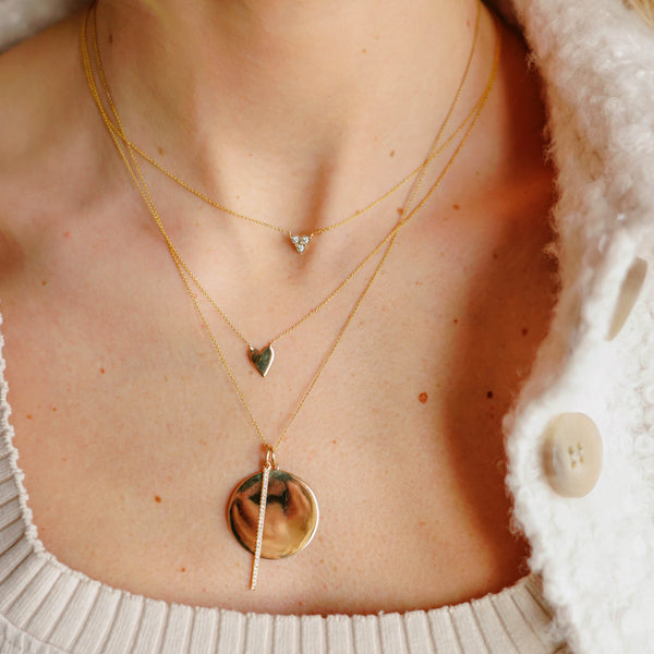 Yellow Gold-3^Diamond Pendant Necklaces: Ava Bea Trio Necklace in Yellow Gold