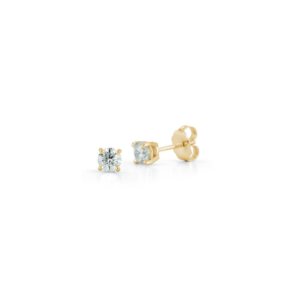 Yellow Gold-1^Diamond Stud Earrings - DRD Diamond Solitaire Studs 0.60 Ct. Total Weight in Yellow Gold