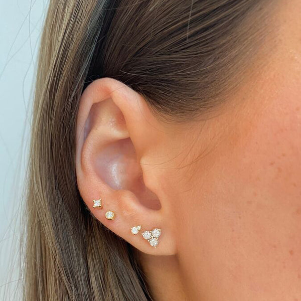 Rose Gold-2^Designer Stud Earrings: Ava Bea Trio Stud in Rose Gold