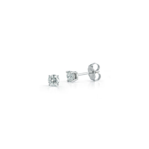 White Gold-1^Diamond Stud Earrings - DRD Diamond Solitaire Studs 0.50 Ct. Total Weight in White Gold