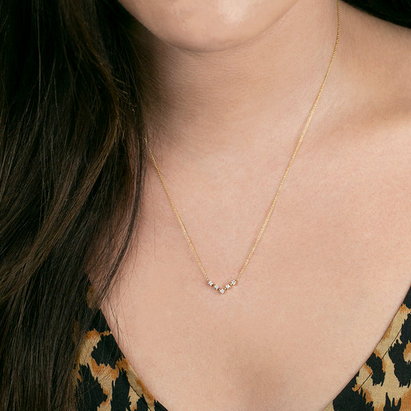 Yellow Gold-2^Designer Diamond Necklaces: Ava Bea V Necklace in Yellow Gold