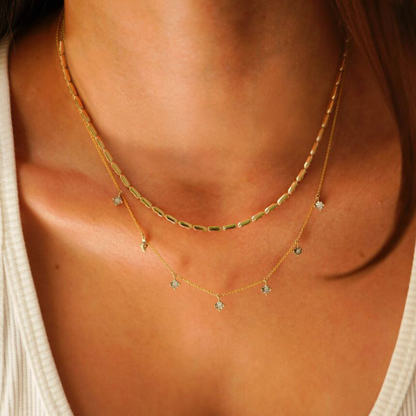 Yellow Gold-2^Diamond Station Necklaces: Ava Bea Station Necklace in Yellow Gold