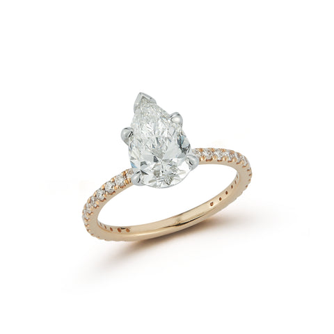 Diamond Engagement Rings: Pave Engagement Ring with 2.01 ct. Pear Cut