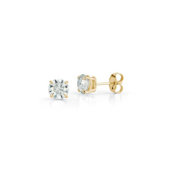 Yellow Gold-1^Diamond Stud Earrings - DRD Diamond Solitaire Studs 2.00 Ct. Total Weight in Yellow Gold