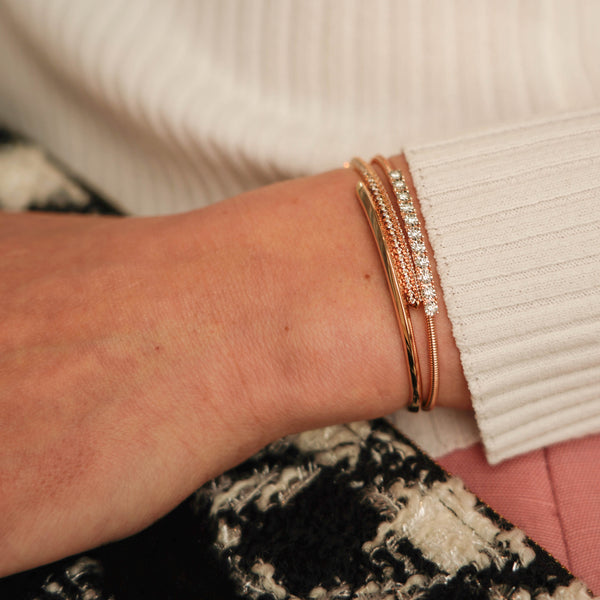 Rose Gold-2^Diamond Cuff Bracelets: Reese Brooklyn Knife-Edge Bypass Cuff in Rose Gold