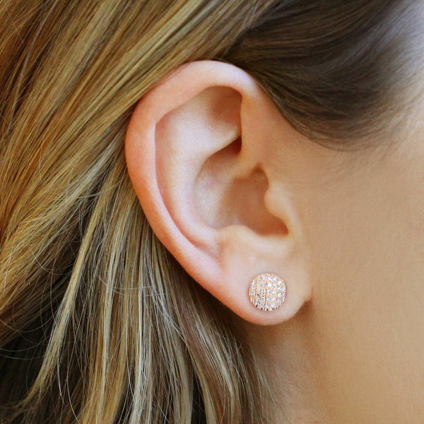 Rose Gold-3^Designer Stud Earrings: Lauren Joy Medium Disc Studs in Rose Gold