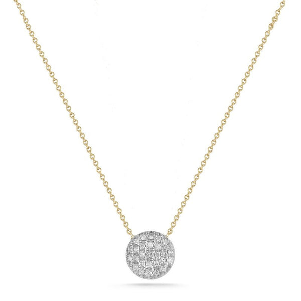 White Gold+Yellow Gold^1 Diamond Pendant Necklaces: Lauren Joy Medium Disc Necklace in White Gold+Yellow Gold Thumbnail-only