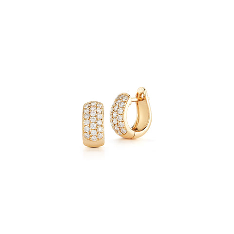 Yellow Gold-1^Diamond Huggie Earrings: DRD Large Diamond Huggies In 14K Yellow Gold