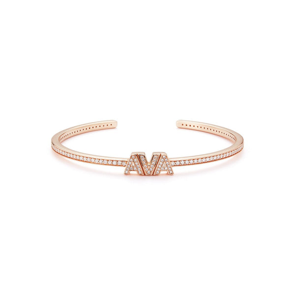 Rose Gold-3^Diamond Cuff Bracelets: DRD Diamond Name Cuff in Rose Gold