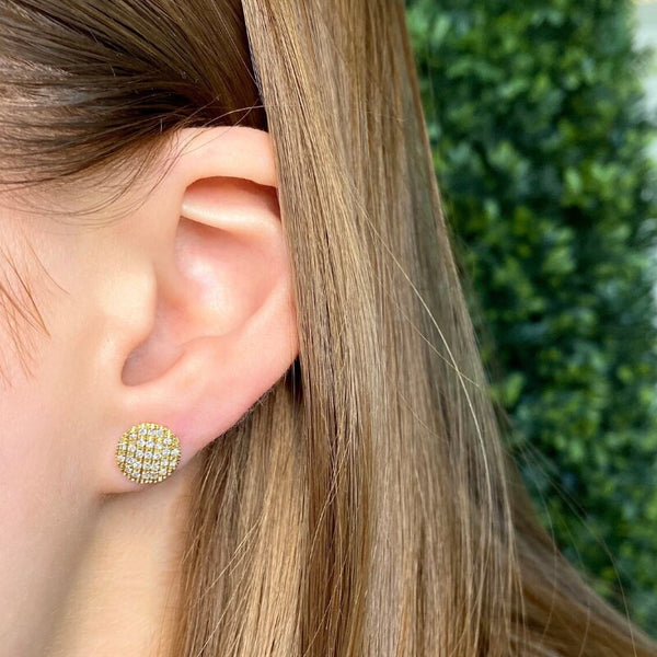 Yellow Gold-2^Designer Stud Earrings: Lauren Joy Medium Disc Studs in Yellow Gold