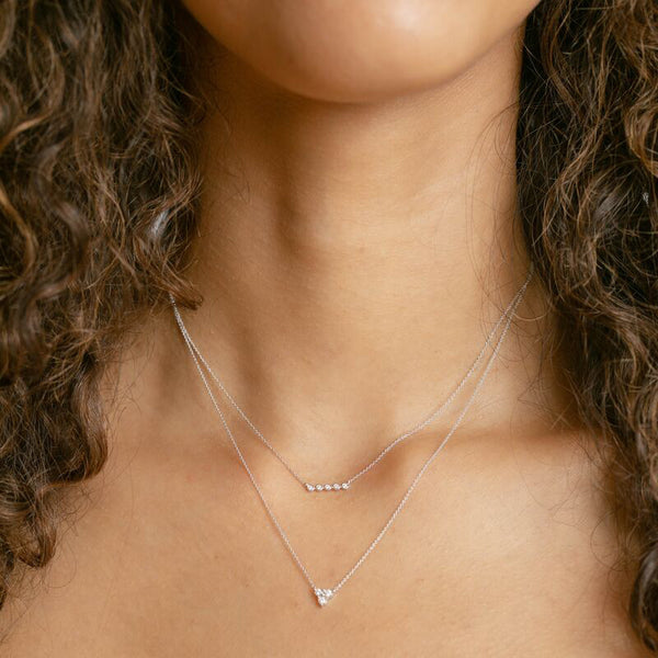 White Gold-2^Diamond Pendant Necklaces: Ava Bea Trio Necklace in White Gold