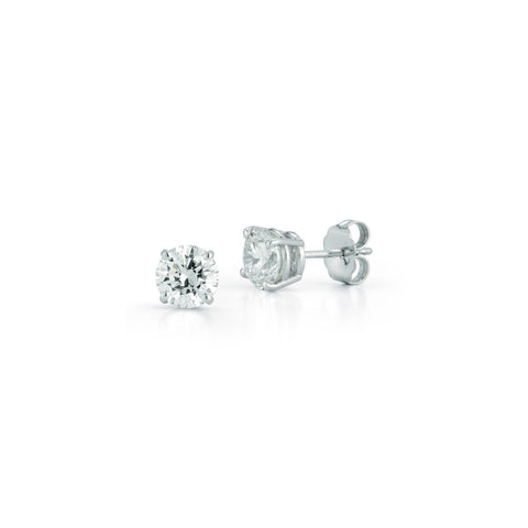 White Gold-1^Designer Diamond Studs: DRD Diamond Solitaire Studs 1.80 Ct. Total Weight in White Gold 