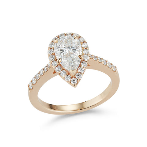 Diamond Engagement Rings: Pear Halo Engagement Ring