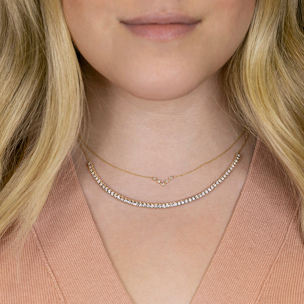 Rose Gold-2^Designer Diamond Necklaces: Ava Bea V Necklace in Rose Gold