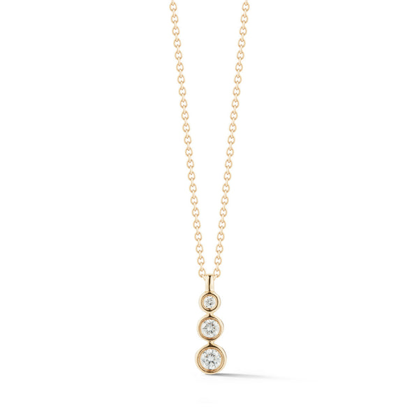 Yellow Gold-1^Diamond Pendant Necklaces: Lulu Jack Graduating Bezel Necklace  in Yellow Gold