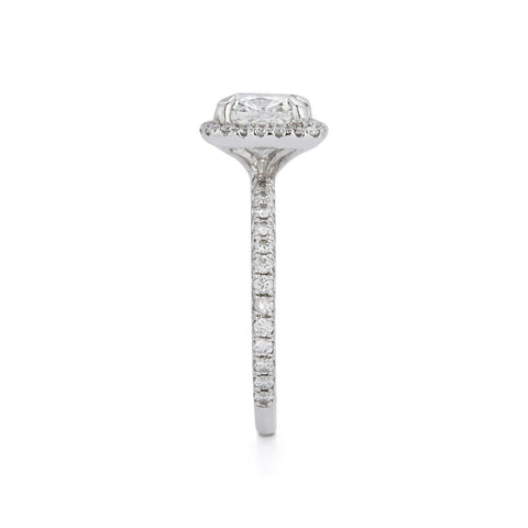 Diamond Engagement Rings: Halo Pavé Engagement Ring with 1.71 Ct. Cushion Cut Diamond