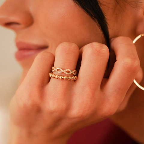 Rose Gold-3^Stackable Rings: Poppy Rae Large Pebble Ring in Rose Gold